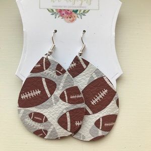 Football patterned leather earrings